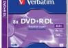 Verbatim DVD+R DL 8.5GB 8x AZO jewel box